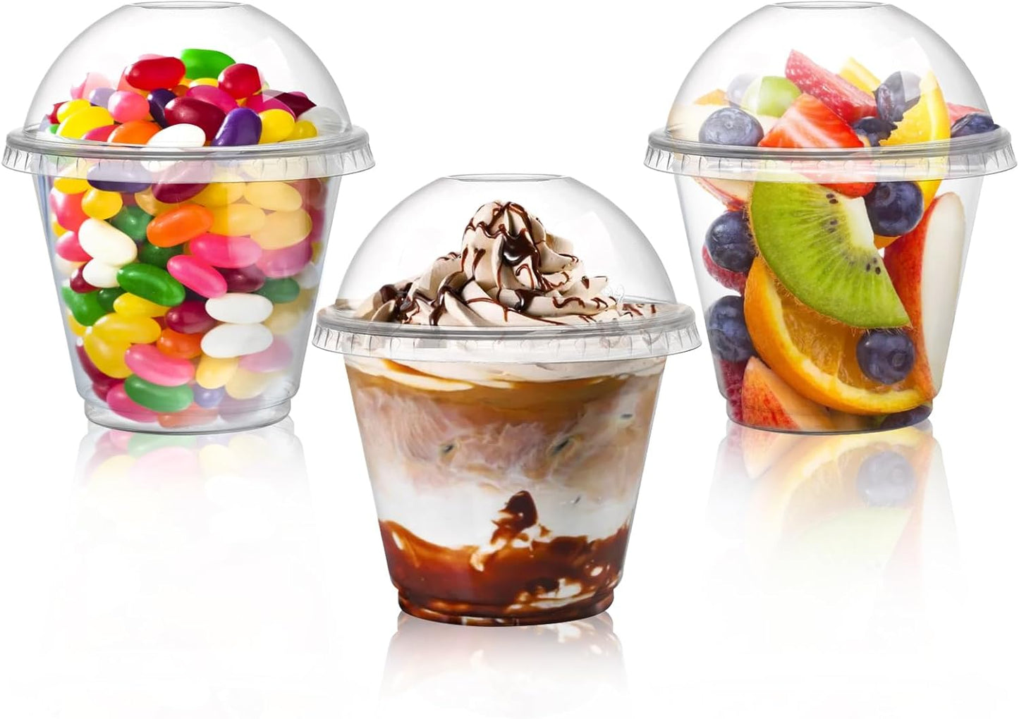 Clear Plastic Cup with Dome Lid and Spoon