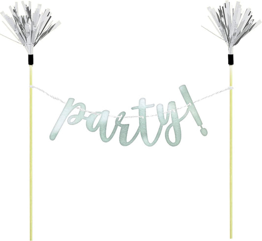 "Party"  - Cake Banner - Silver