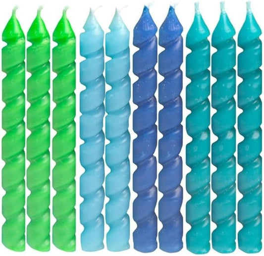 Blue & Green Spiral Birthday Candles