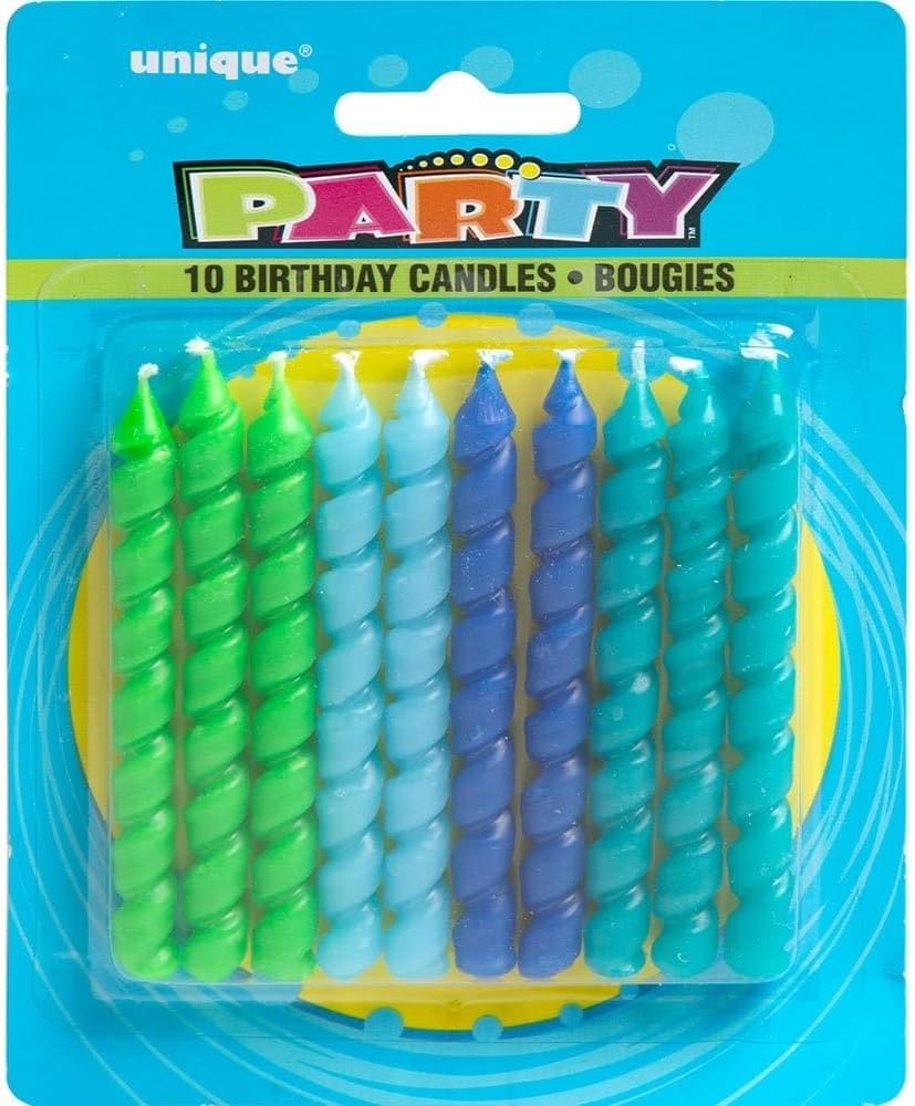 Blue & Green Spiral Birthday Candles