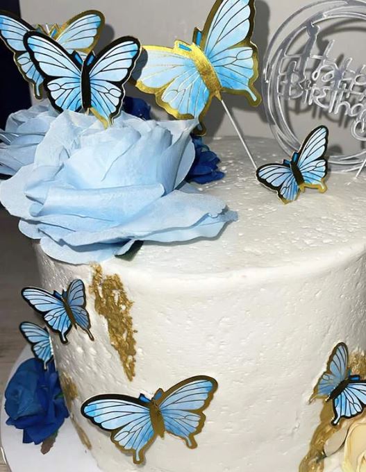 10pcs Blue Butterfly Shaped Cake Topper