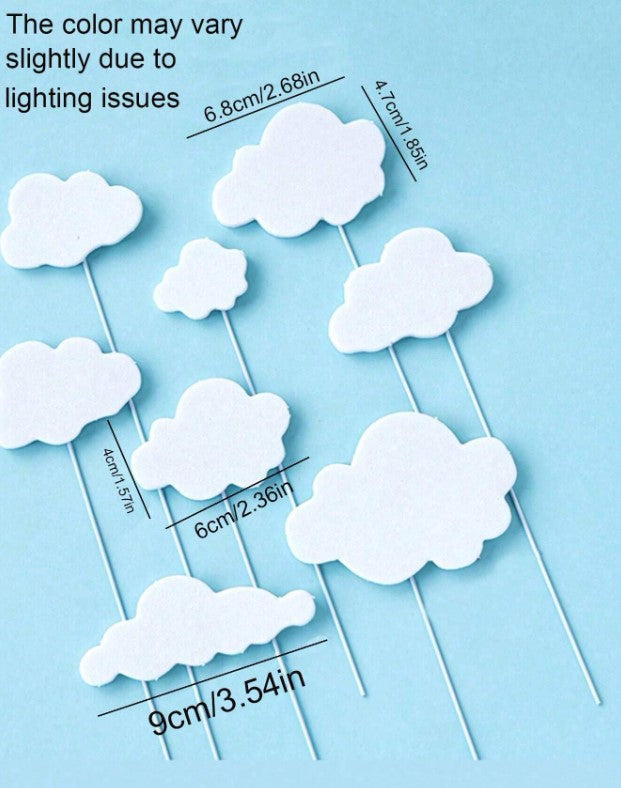 6pcs White Cloud Cake Topper