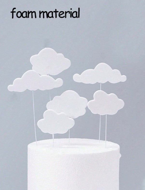 6pcs White Cloud Cake Topper