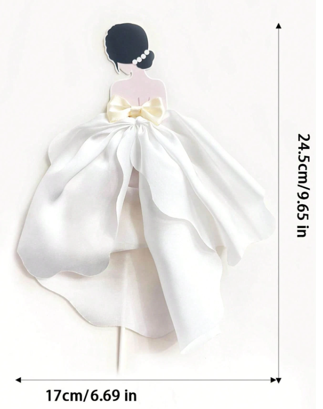 Bride with White Wedding Dress Cake Decoration