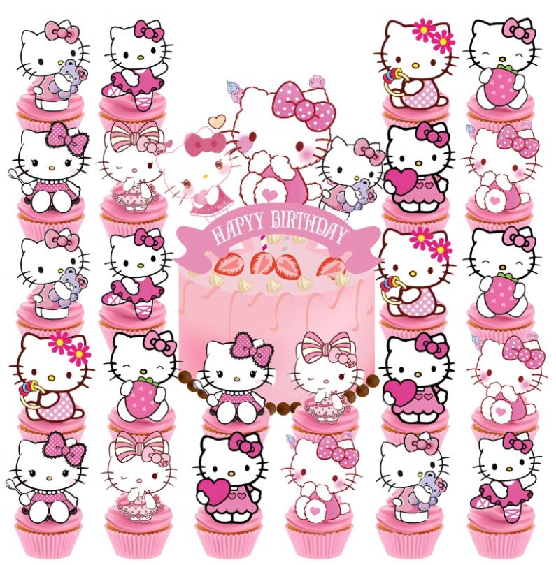25pcs Kitty Cat Cake and Cupcake Toppers