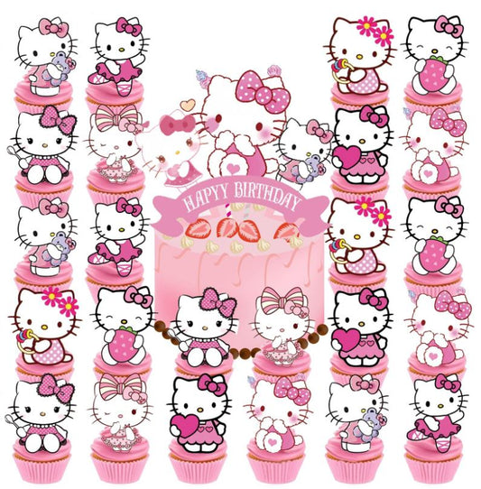25pcs Kitty Cat Cake and Cupcake Toppers