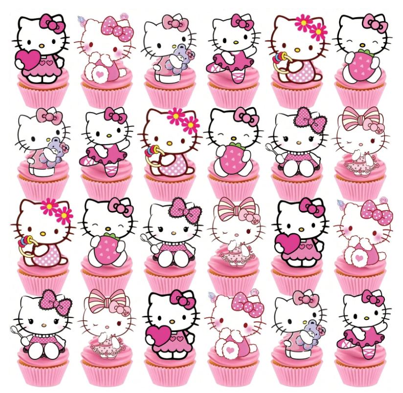 25pcs Kitty Cat Cake and Cupcake Toppers