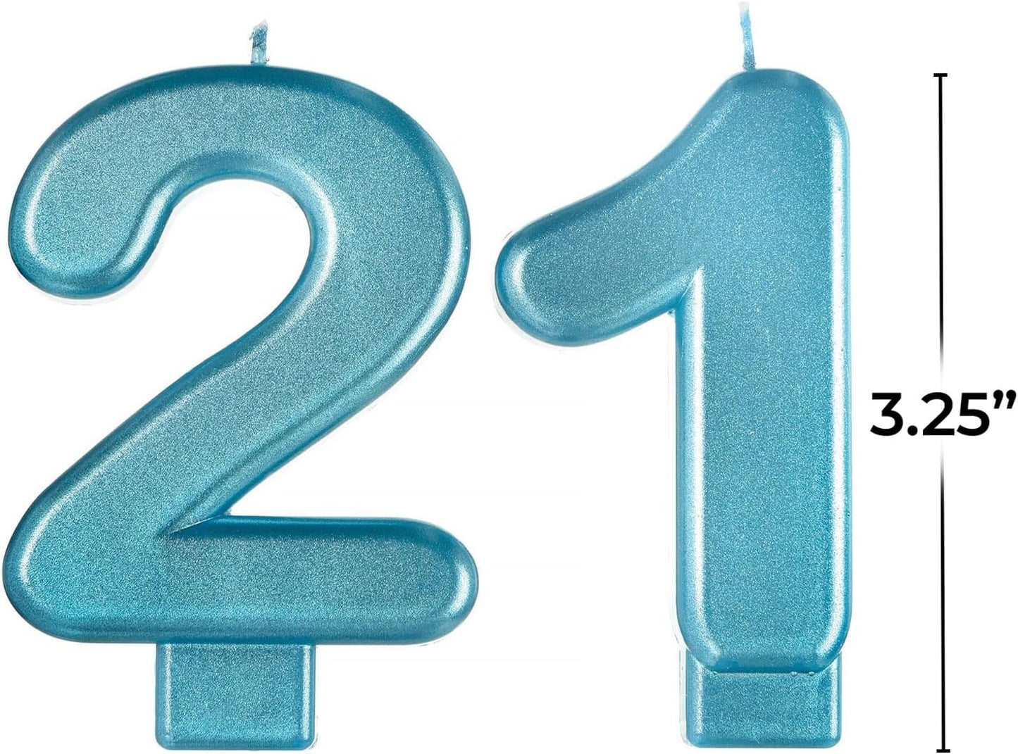 Finally "21" Metallic Blue Number Candles