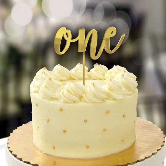 1st Birthday One Gold Cake Decor Topper