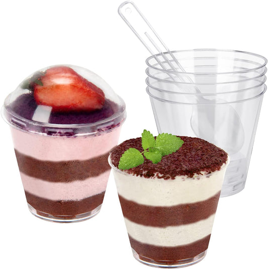 Dessert Cups with Dome Lids and Spoons