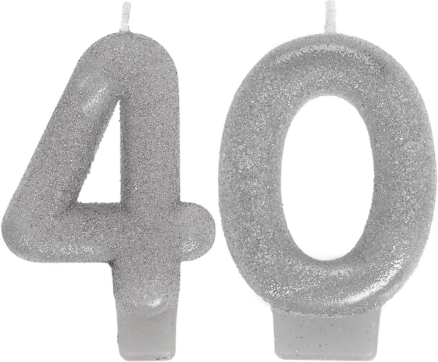40th Silver Numeral Candles