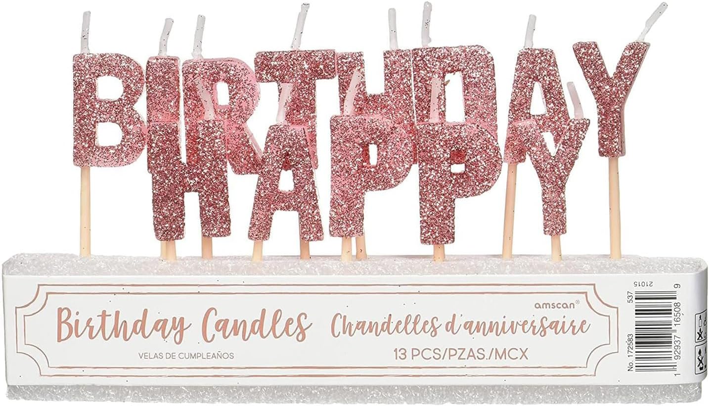 Rose Gold Happy Birthday Candles