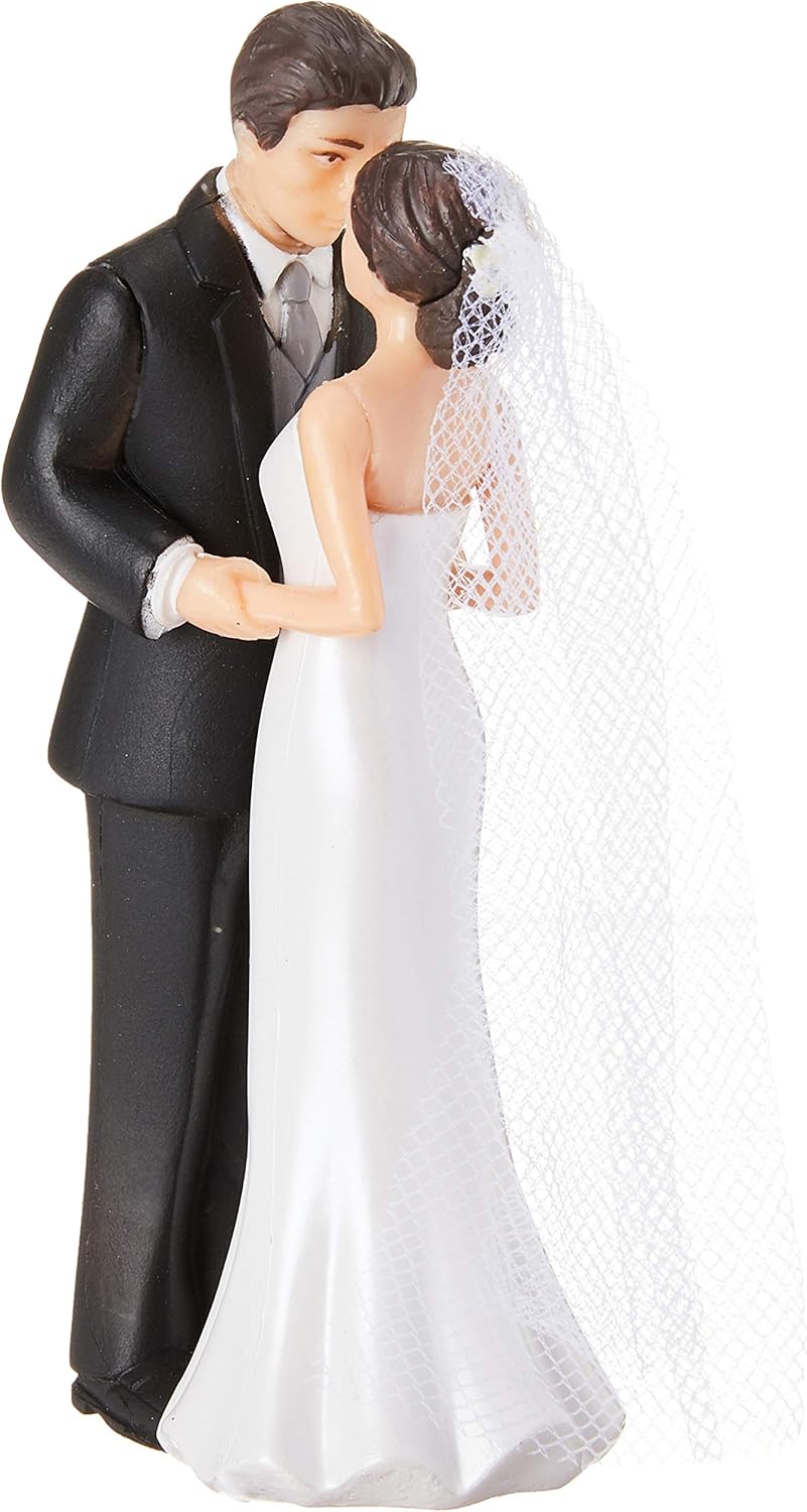 Elegant Bride & Groom Wedding Cake Plastic Topper