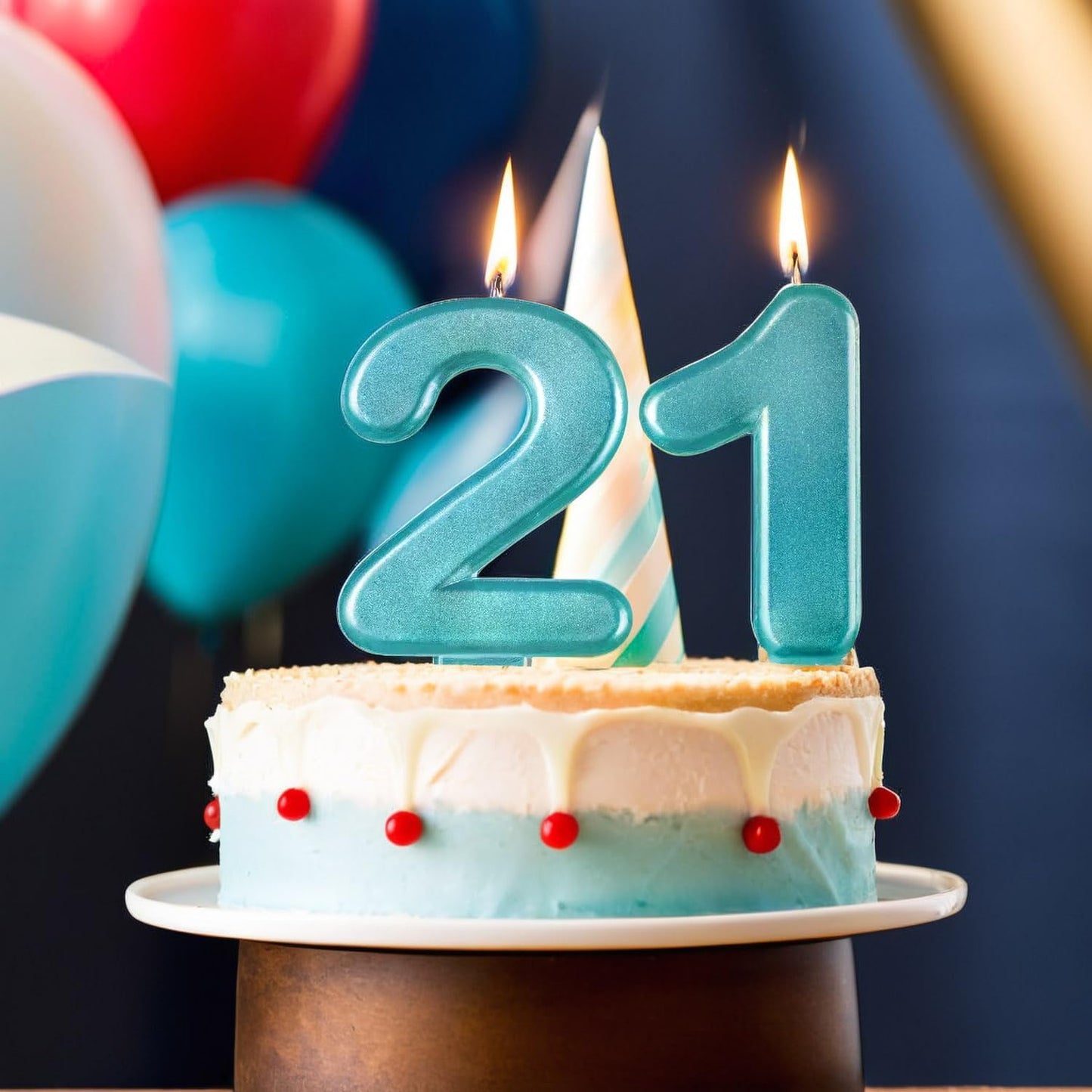 Finally "21" Metallic Blue Number Candles