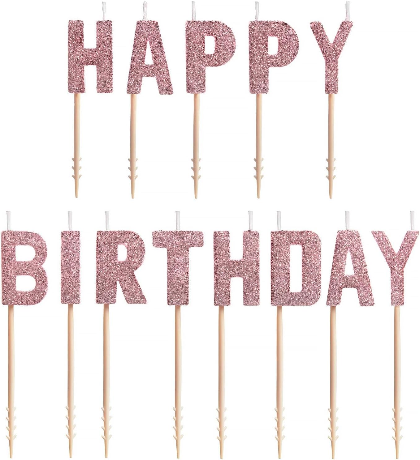 Rose Gold Happy Birthday Candles