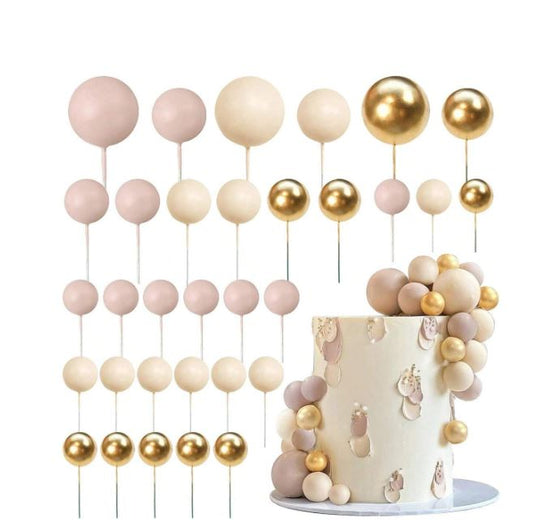 Apricot Gold Light Brown Ball Cake Topper