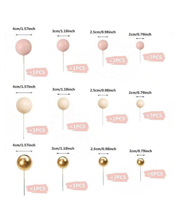 Apricot Gold Light Brown Ball Cake Topper