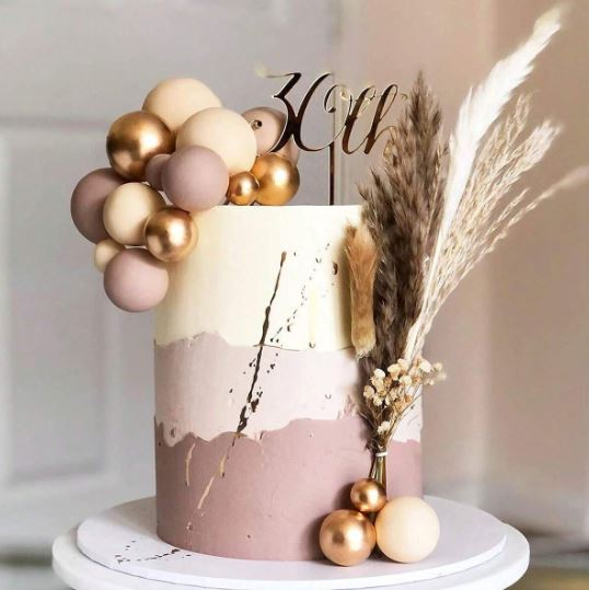 Apricot Gold Light Brown Ball Cake Topper
