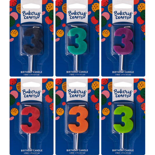 3 Mini Block Numeral Candles