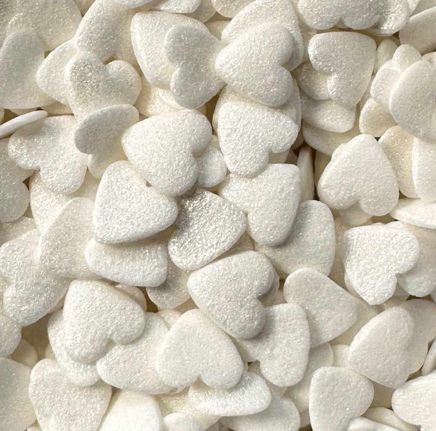 White Pearl Hearts Shaped Sprinkles
