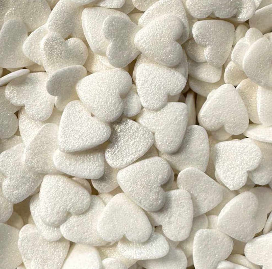White Pearl Hearts Shaped Sprinkles