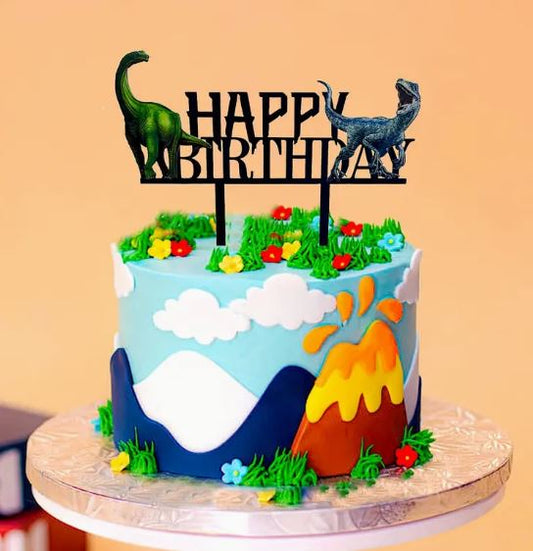 Dinosaur Pattern Happy Birthday Acrylic Cake Topper