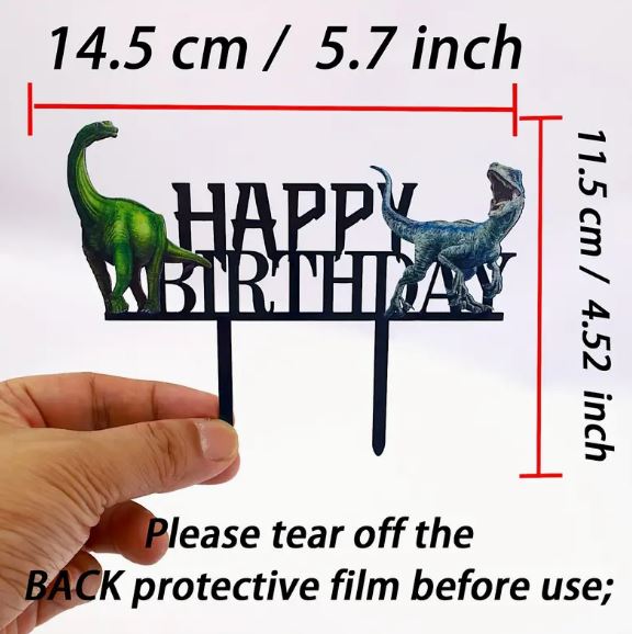 Dinosaur Pattern Happy Birthday Acrylic Cake Topper