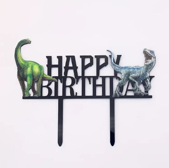 Dinosaur Pattern Happy Birthday Acrylic Cake Topper