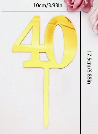 40th Acrylic Cake Topper