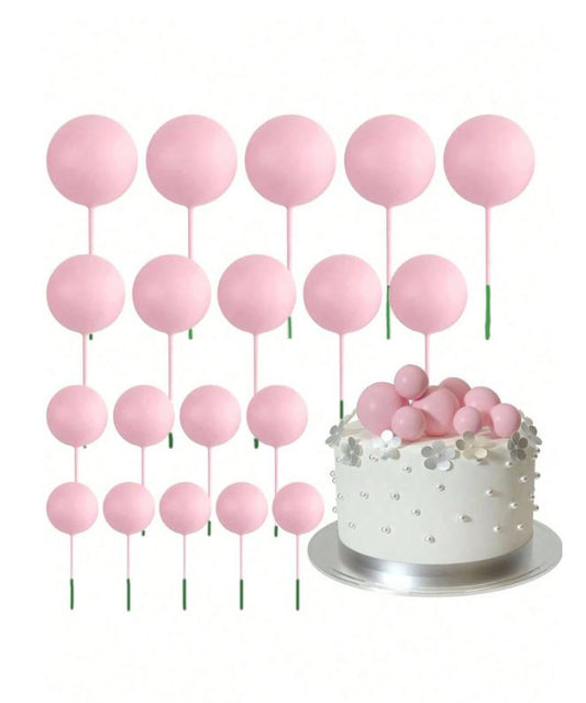 50pcs Pink Foam Ball Cake Topper