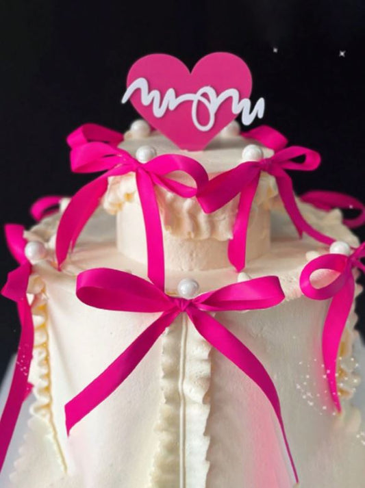 Rose Red Bow Cake Topper