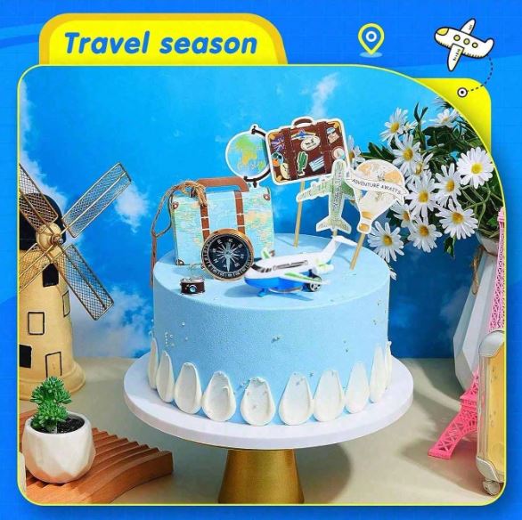 10 Pcs Travel Cake Toppers Set