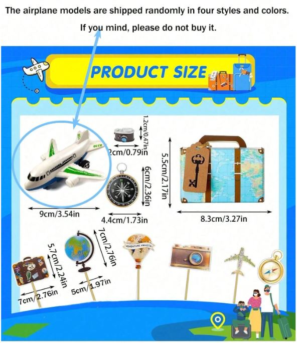 10 Pcs Travel Cake Toppers Set