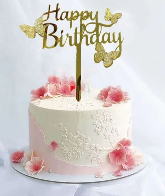 Modern Butterfly & Slogan Design Cake Topper