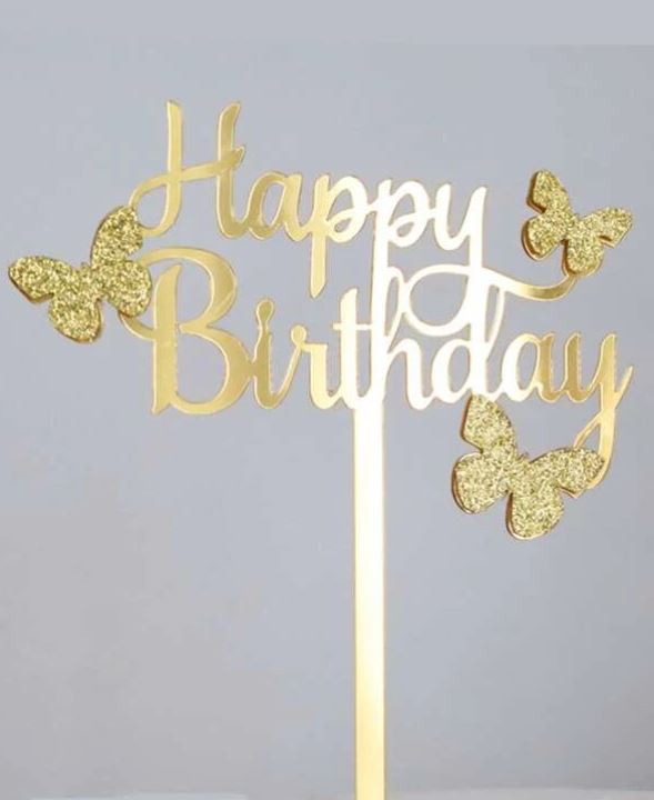 Modern Butterfly & Slogan Design Cake Topper