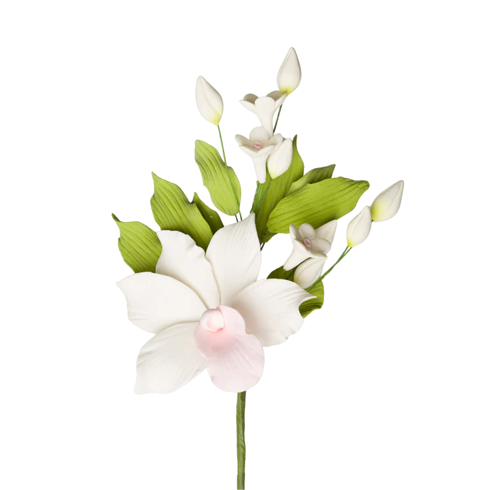 8.5" Orchid Spray - White
