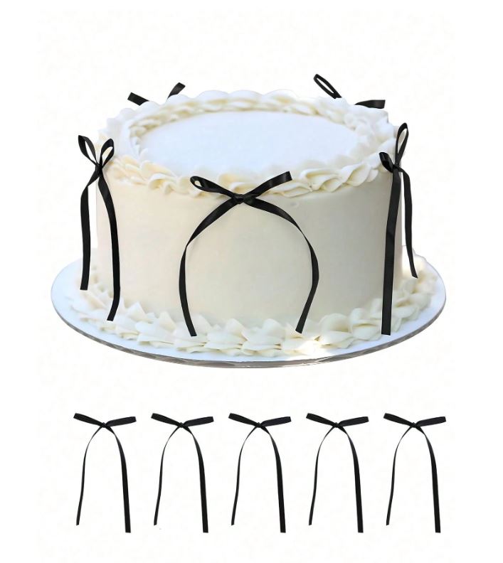 Black Ribbon Bow Cake Decoration