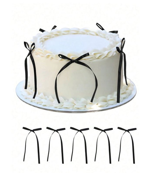Black Ribbon Bow Cake Decoration