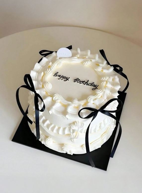 Black Ribbon Bow Cake Decoration