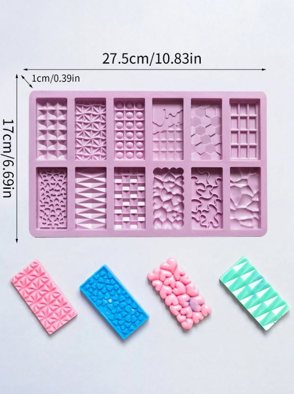 1pc 12-Cavity Chocolate Bar Silicone Mold