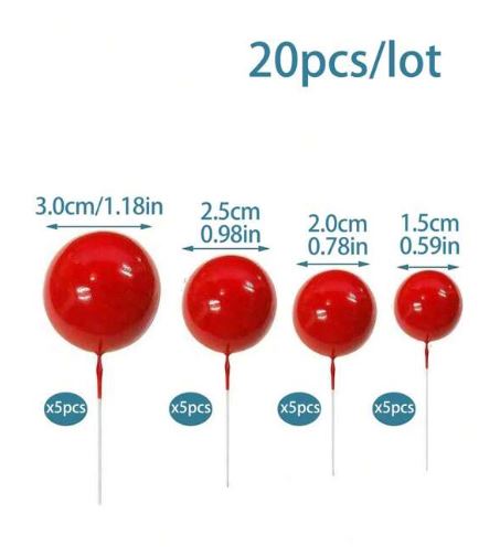 20pcs Mixed Size Red Foam Balls