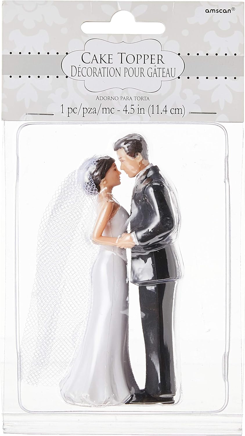Elegant Bride & Groom Wedding Cake Plastic Topper