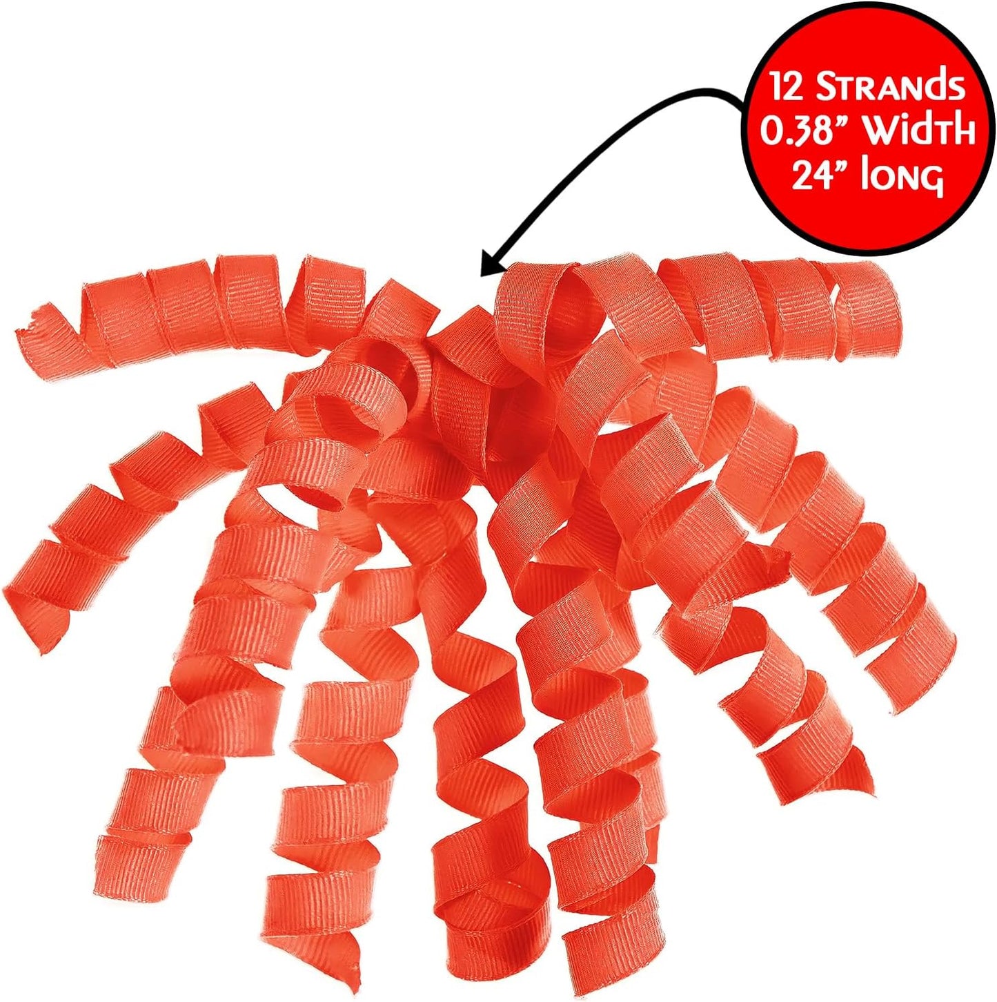Vibrant Neon Orange Polyester Grosgrain Gift Bow