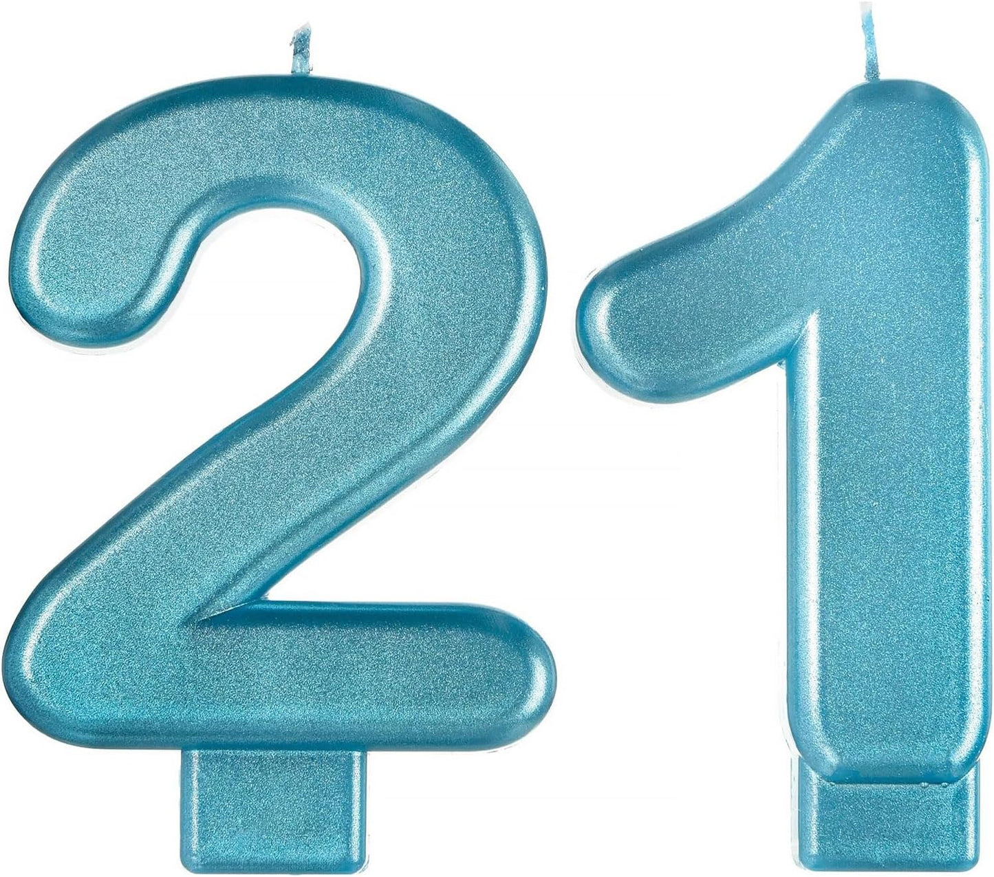 Finally "21" Metallic Blue Number Candles