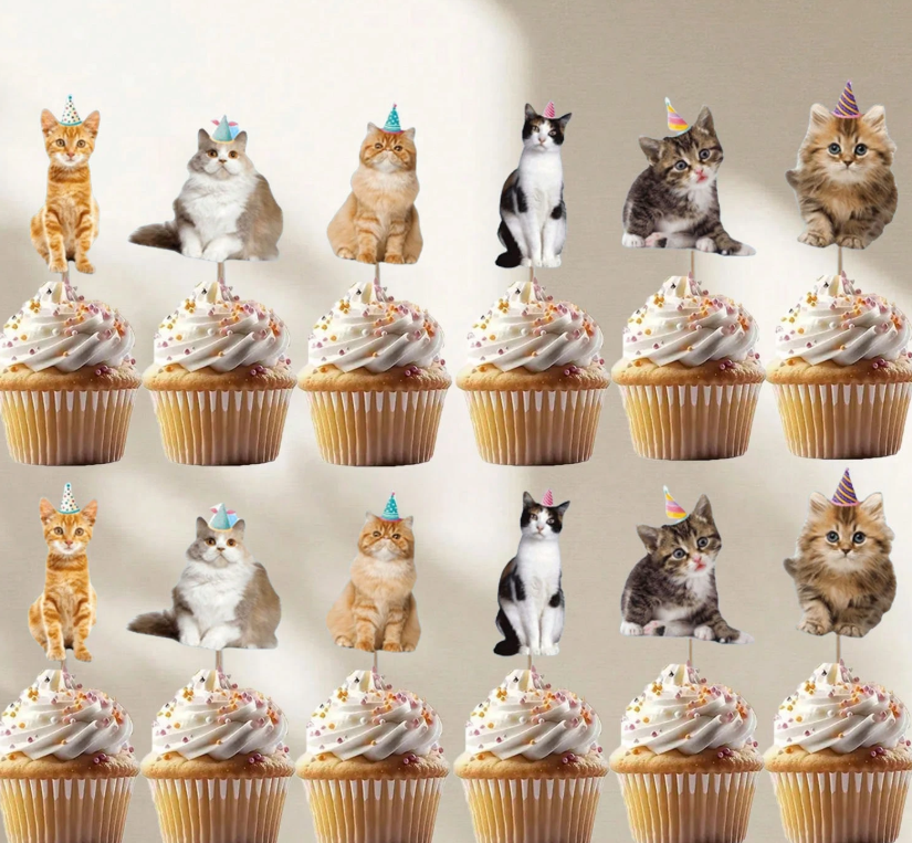 24pcs Cat Cupcake Toppers