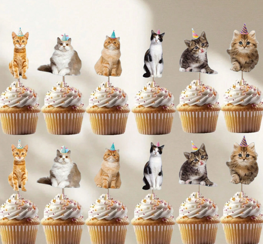 24pcs Cat Cupcake Toppers