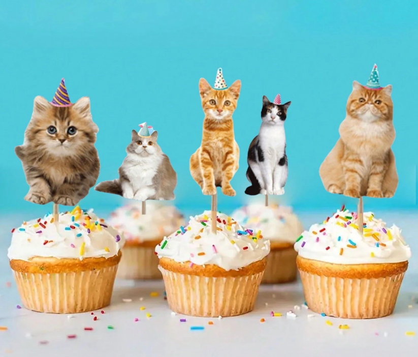 24pcs Cat Cupcake Toppers