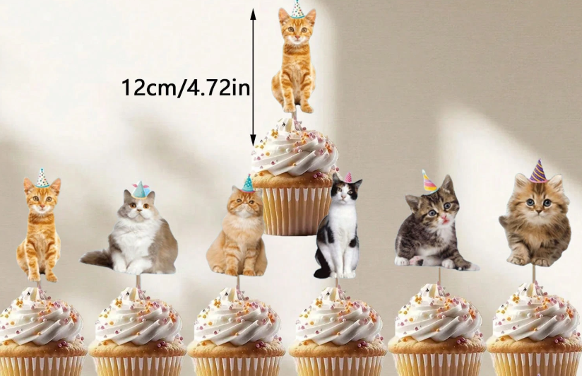 24pcs Cat Cupcake Toppers