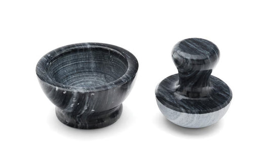 Black Marble Mortar and Pestle