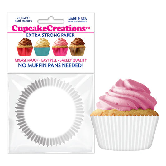 Jumbo White Baking Cups -  Cupcake Creations